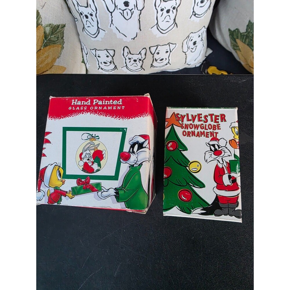 VTG Warner Bros Holiday Ornament Bundle 2 1995 Looney Tunes NewOldStoc Snowglobe